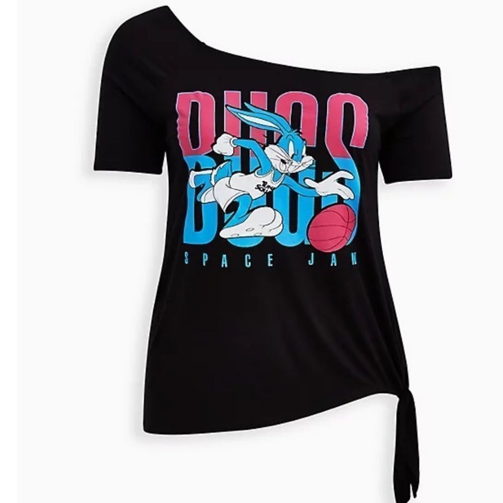 TORRID SPACE JAM 2 BLACK OFF-SHOULDER TOP